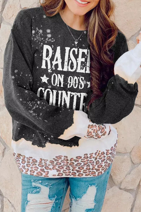 Snowy Christmas Graphic Leopard Bleached Sweatshirt