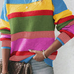 Light Blue Colorblock Mixed Textured Drop Shoulder Sweater