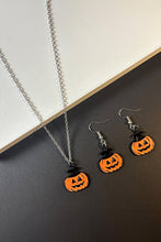 Carrot Pumpkin Face Halloween Necklace Earrings Jewelry Set