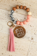 MAMA Wood Pendant Leopard Fringe Keychain