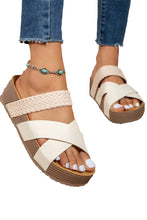 Braided Detail Criss Cross Platform Slippers