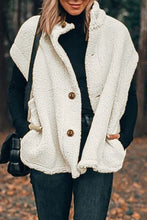 Beige Sherpa Cap Sleeve Stand Collar Jacket Vest