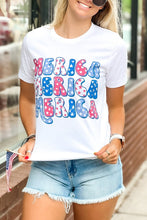 American Flag Star Graphic Print Crew Neck T Shirt