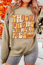 Khaki Thick Thighs & Pumpkin Pies Drop Shoulder Graphic Sweatshirt