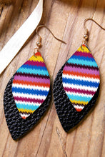 Multicolour Serape Leaf Shape Leathered Drop Earrings