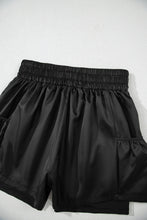 Black Elastic High Waist Pocketed Casual Shorts