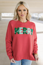 Fiery Red Chenille MERRY Christmas Raglan Sleeve Sweatshirt