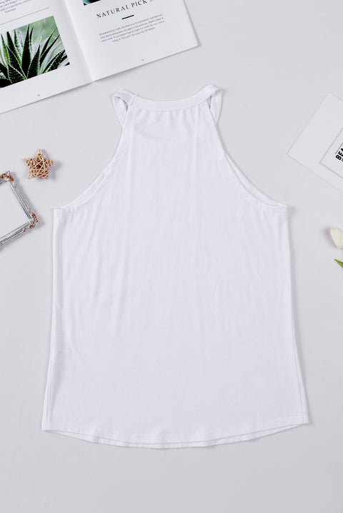 White 1776 USA Printed Round Neck Tank Top