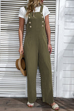 Jungle Green Solid Color Buttoned Straight Leg Overall