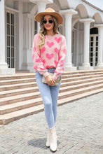 Light Pink Valentineâ€™s Day Heart Jacquard Knit Sweater