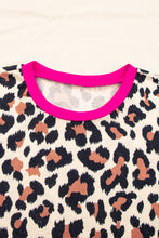 White Contrast Trim Leopard Print T Shirt