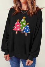 Black Sequined Christmas Tree Graphic Sweatshirt