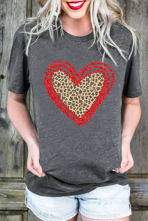 Camiseta con estampado de corazón y lentejuelas