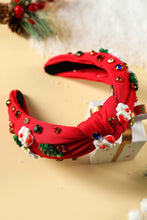 Fiery Red Cartoon Christmas Pattern Rhinestone Knotted Headband