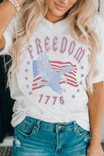 American Flag Star Graphic Print Crew Neck T Shirt