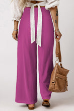 Khaki Smocked Wide Waistband High Waist Wide Leg Pants