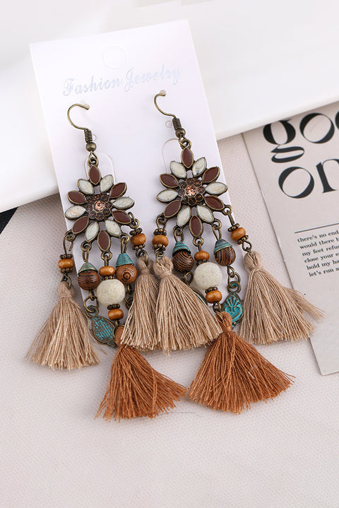 Chestnut Western Tassel Dangle Earrings