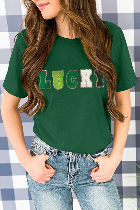 LUCKY Glitter Chenille Patched Graphic Tee – Liam & Company