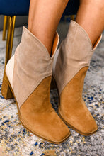 Chestnut Colorblock Suede Heeled Ankle Booties