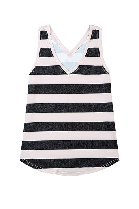 Striped V Neck Tank Top