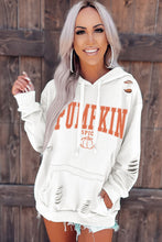 White PUMPKIN SPICE Distressed Hoodie