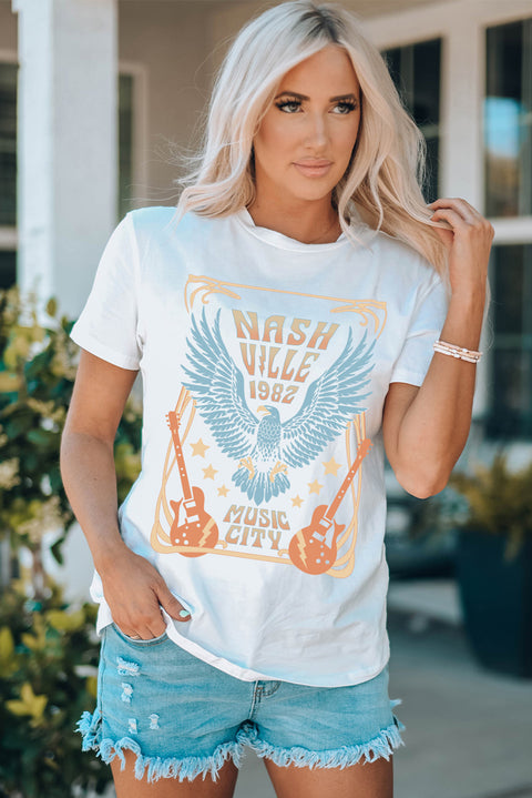 NASHVILLE 1982 Eagle Graphic Print Casual T Shirt