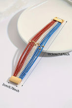 Sky Blue Flag Day Magnetic Buckle Studded Multi Layer Bracelet