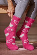 Strawberry Pink Heart Shape Print Coral Fleece Thick Crew Socks