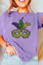 Wisteria Mardi Gras Mask Graphic Crew Neck Festival T Shirt