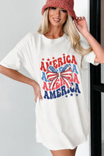 White AMERICA Star and Striped Bow Knot Graphic Tee