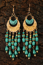 Light Blue Boho Beaded Tassel Alloy Charm Earrings