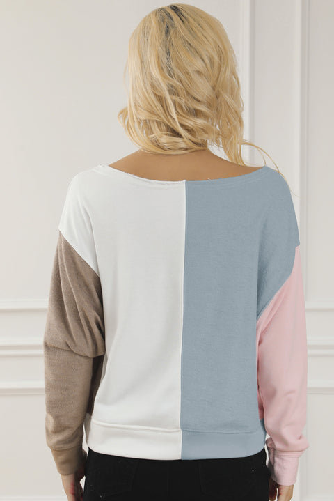 Multicolour Colorblock Dolman Sleeve Sweatshirt