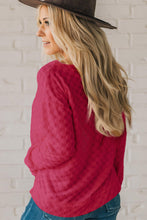 Rose Red Solid Textured Thumbhole Sleeve Top