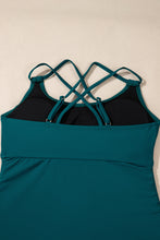 Sea Green Drawstring Tummy Control Mix-and-match 2pcs Tankini Swimsuit