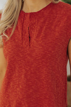 Orange Solid Color Split V Neck Short Sleeve Sweater