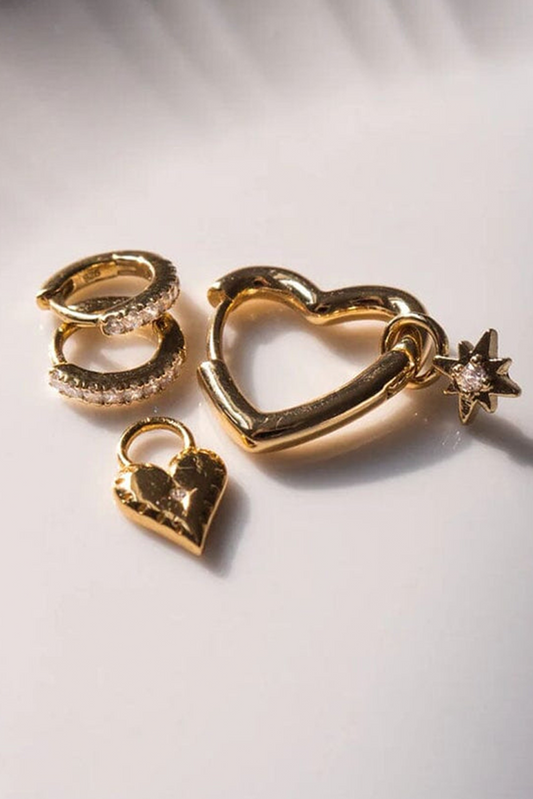 Gold Heart Shape Plated Alloy Hook Earrings