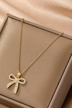 Gold Plated Rhinestone Bowknot Pendant Necklace