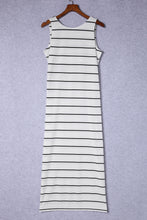 Stripe Print Open Back Sleeveless Maxi Dress with Slits