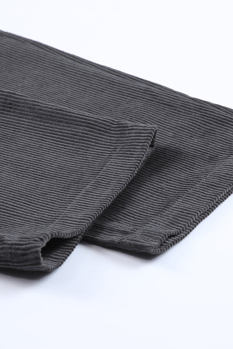 Black Corduroy High Waist Straight Leg Pants