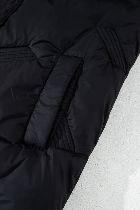 Black Quilted High Neck Zip Up Jacket Vest