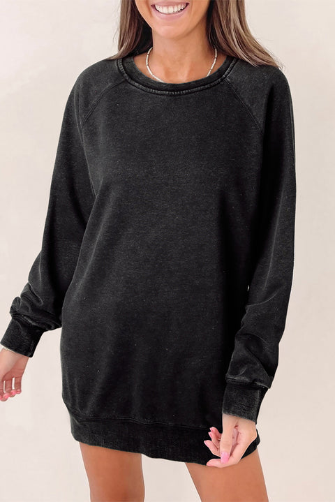 Black Mineral Wash Oversized Pullover Sweatshirt