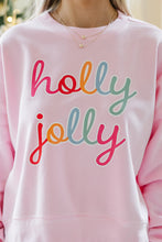 Pink holly jolly Printed Round Neck Christmas Sweatshirt