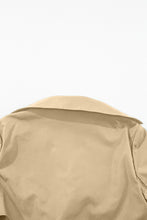 Pale Khaki Solid Color Lapel Collar Waist Tie Wind Coat