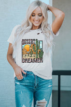 White DESERT DREAMER Western Cactus Print Ripped T Shirt