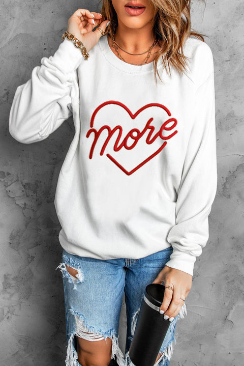 Heart Shaped Embroidered Pullover Sweatshirt