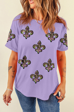 Wisteria Sequined Fleur De Lis Mardi Gras Fashion Tee