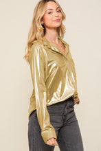 Gold Metallic Luster Chest Pocket Shirt