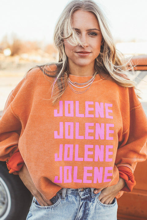 Sudadera oversize con cordón de canalé JOLENE naranja 