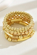 Gold Layered Plated Alloy Beaded Elastic Bracelet Set