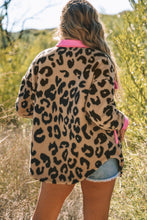 Sobrecamisa teddy de leopardo con ribetes en contraste